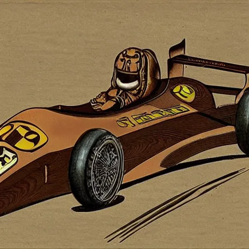 Image similar to formula racing car in the style of leonardo da vinci