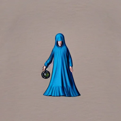 Prompt: blue nun, clutch yo - yo, transgender, photorealistic