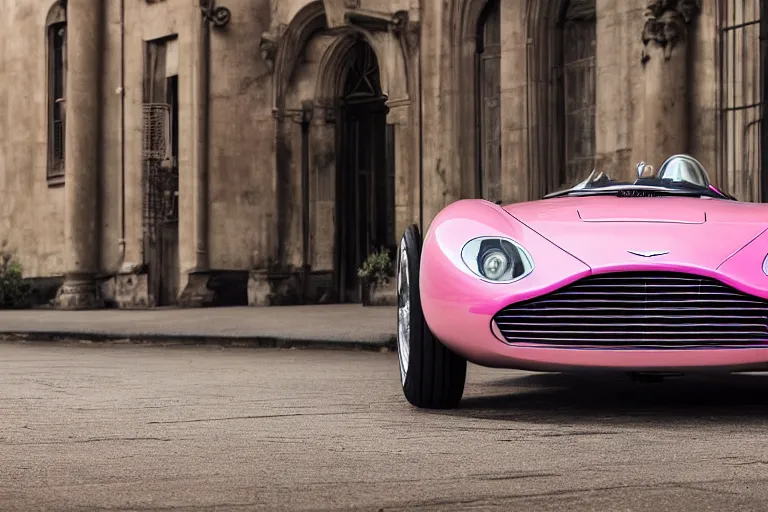 Image similar to Elegant photography of the pink panther car designed by Aston Martin