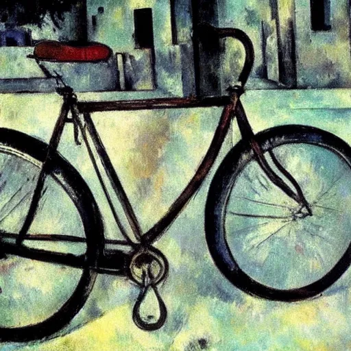 Prompt: Bike by Paul Cezanne,