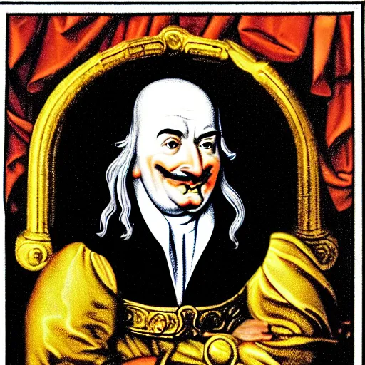 Image similar to the cover of (Leviathan by Thomas Hobbes) but the king's face is chuck e cheese