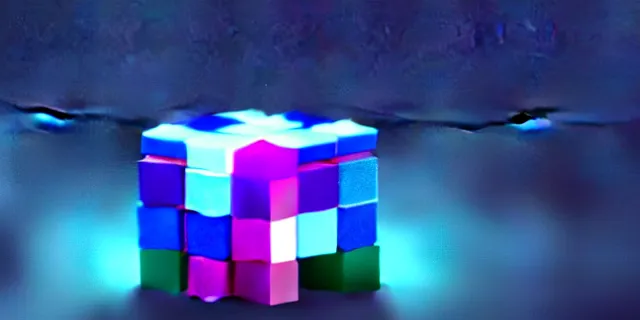 Image similar to a computer generated image of a cube surrounded by smaller cubes, atmospheric lighting, intricate, volumetric lighting, beautiful, sharp focus, ultra detailed, in the art style of bowater charlie, brom gerald, astrophotography, rendered in cinema 4 d, quantum wavetracing, rendered in maya