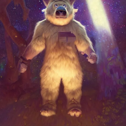 Image similar to a portrait of a male manbearpig in starfleet uniform at night in a dark forest. zootopia fursona furaffinity furry art detailed face painting by gaston bussiere craig mullins jc leyendecker gustav klimt artgerm greg rutkowski furry