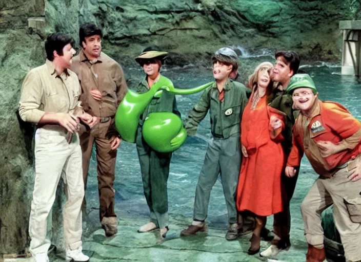 Prompt: the episode of M.A.S.H. where everyone gets covered with nickelodeon slime hd