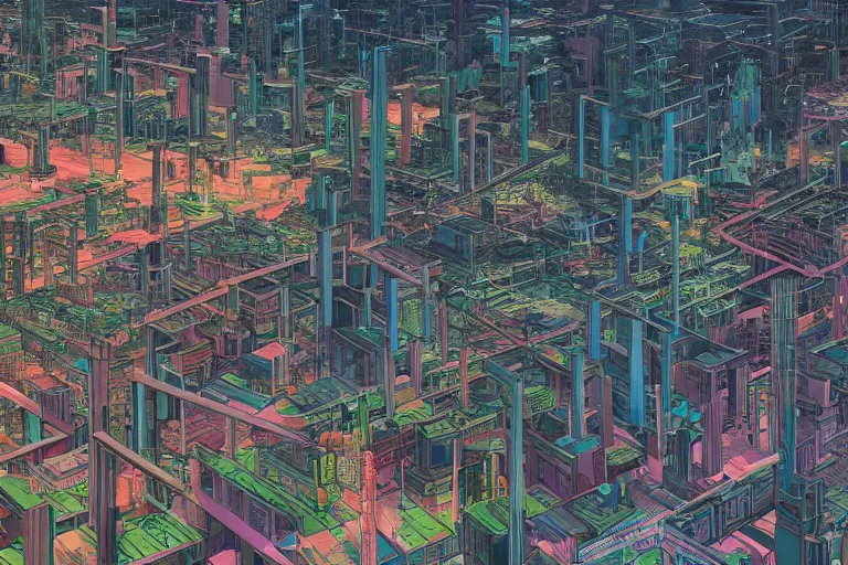 Image similar to Panorama view of an anime scenery by Beeple and naomi okubo and dan mumford and zaha hadid