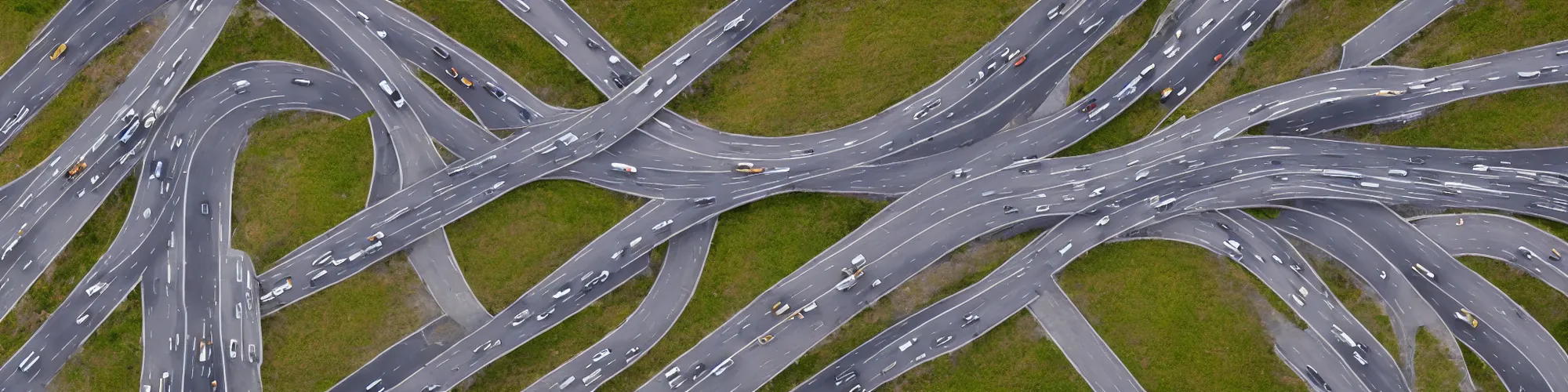 Image similar to top view of busy highway, late afternoon, shadows, cinematic lighting