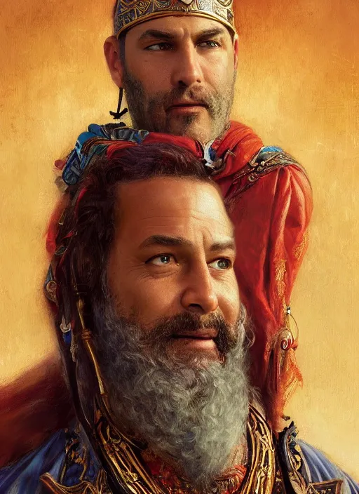 Prompt: formal portrait of carlton heston as judah ben - hur, digital art by eugene de blaas, ross tran, and nasreddine dinet, vibrant color scheme, intricately detailed, in the style of romanticism, cinematic, artstation, greg rutkowski