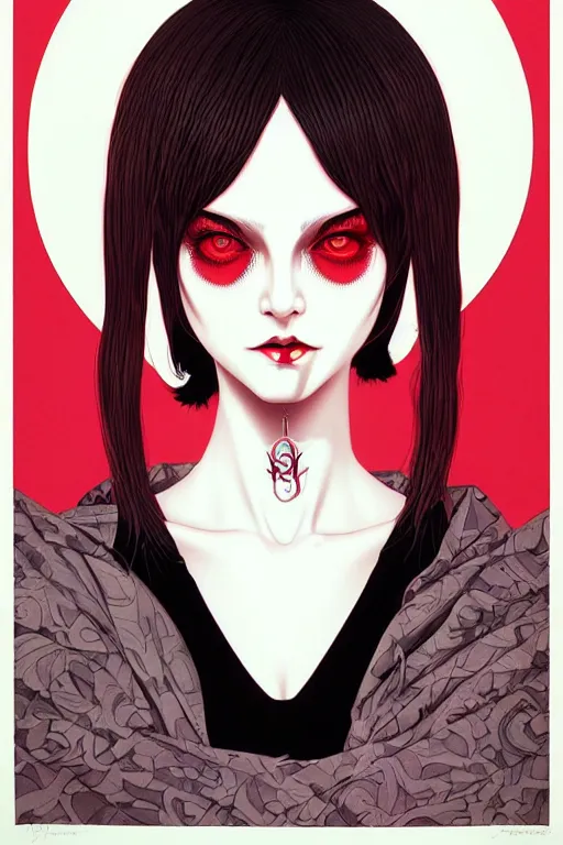 Image similar to portrait of a satanic witch by james jean by ilya kuvshinov kintsugi