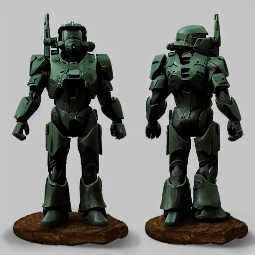 Image similar to master chief sculpted in the style of george tsougkouzidis