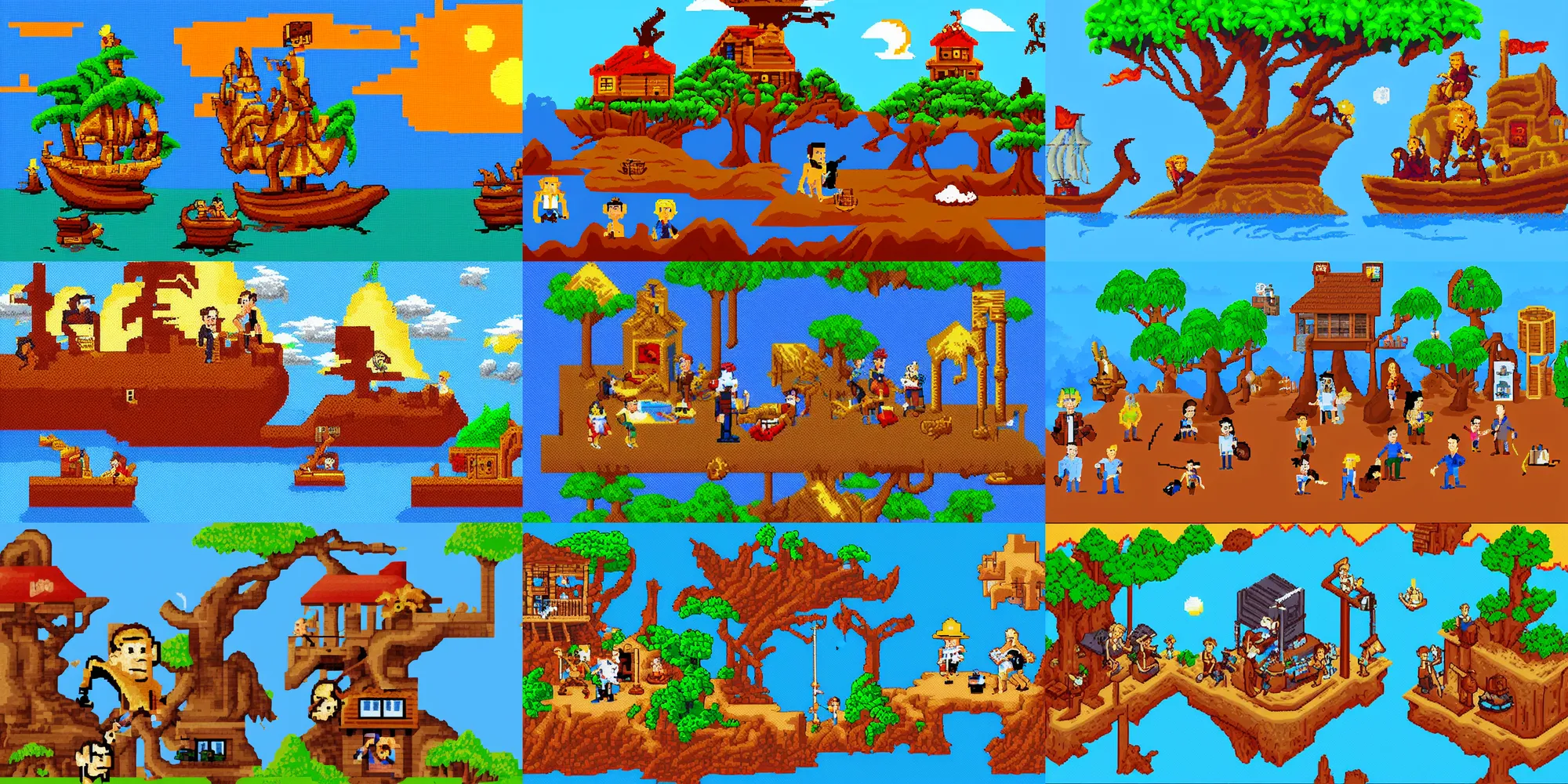 Prompt: monkey island, pixel art