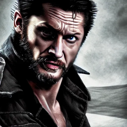 Image similar to tom hardy as wolverine from x - men digital art 4 k detailed super realistic