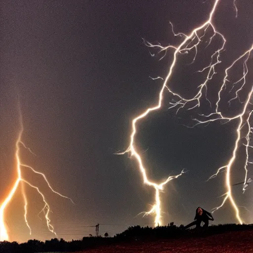 Image similar to photo of a ninja shooting lightning out of hand