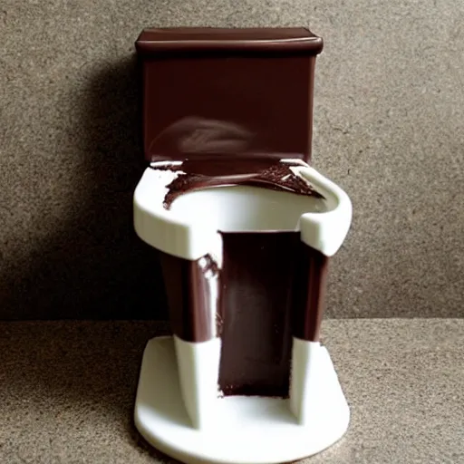 Prompt: toilet made out of chocolate