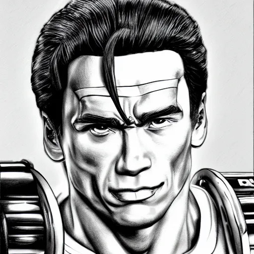 Image similar to Anime Arnold Schwarzenegger, portrait, detailed