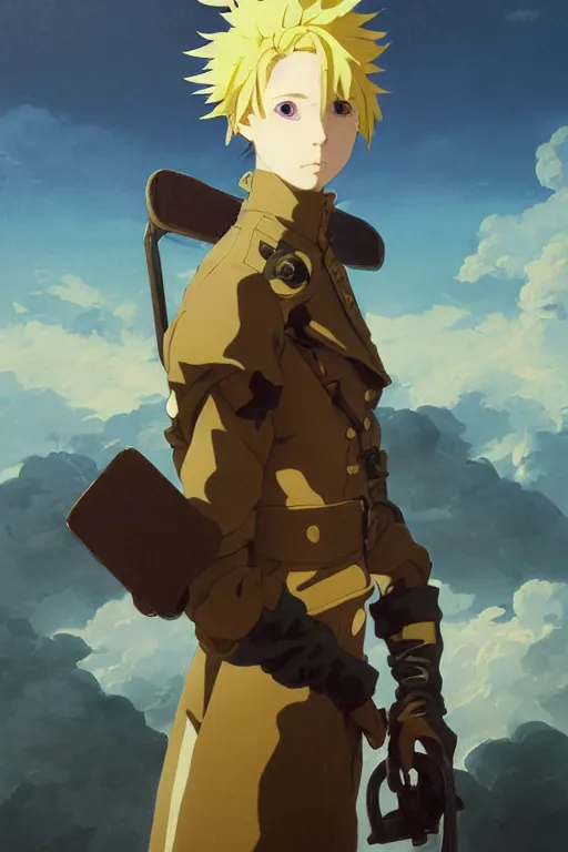 Image similar to baroque oil painting, anime key visual portrait concept art, anime maid nazi ss military crusader, blond hair blue eyes, brutalist dark fantasy, trending pixiv fanbox, rule of thirds golden ratio, fake detail, acrylic palette knife, style of makoto shinkai genshin impact studio ghibli jamie wyeth greg rutkowski chiho aoshima