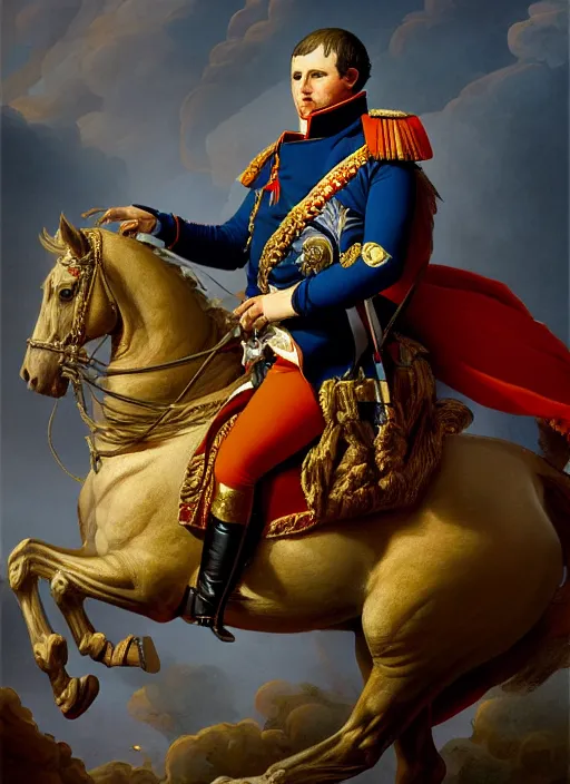 Image similar to grandiose epic portrait of napoleon bonaparte, french emperor, detailed painting, modern arstation style, 4 k, greg rutkowski, magalie villeneuve