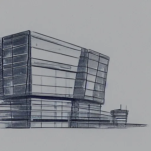 Prompt: sketch of a futuristic building