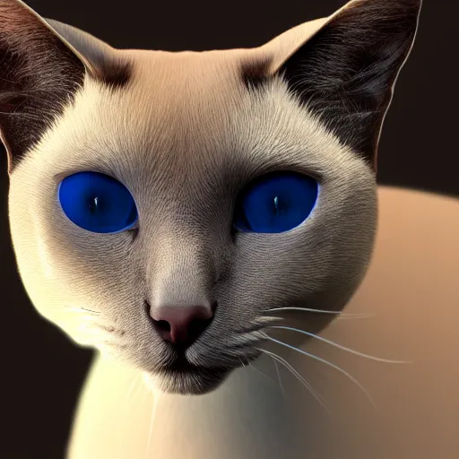 Prompt: siamese cat, highly realistic digital art, raytracing