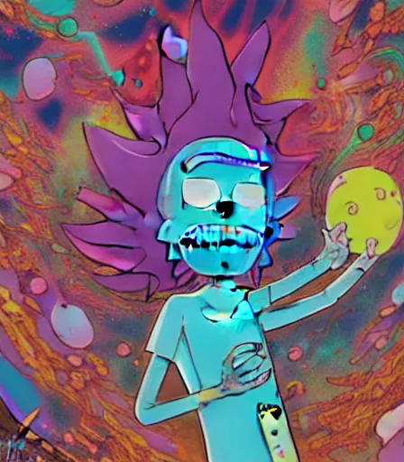 Prompt: Cosmic mess by Alex Pardee and Nekro and Petros Afshar, James McDermott (rick and Morty style) unstirred paint, vivid color, cgsociety 4K
