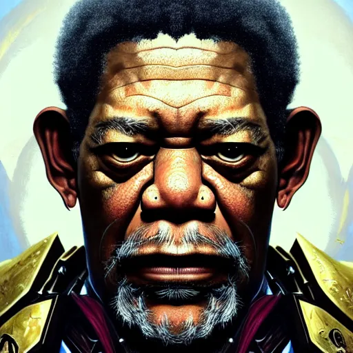 Prompt: portrait of warhammer 4 0 k morgan freeman, intricate, headshot, highly detailed, digital painting, artstation, concept art, sharp focus, cinematic lighting, illustration, art by artgerm and greg rutkowski, alphonse mucha, cgsociety