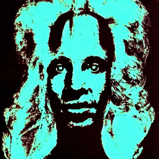 Image similar to screenprint solarized portrait of nyarlathotep by andy warhol