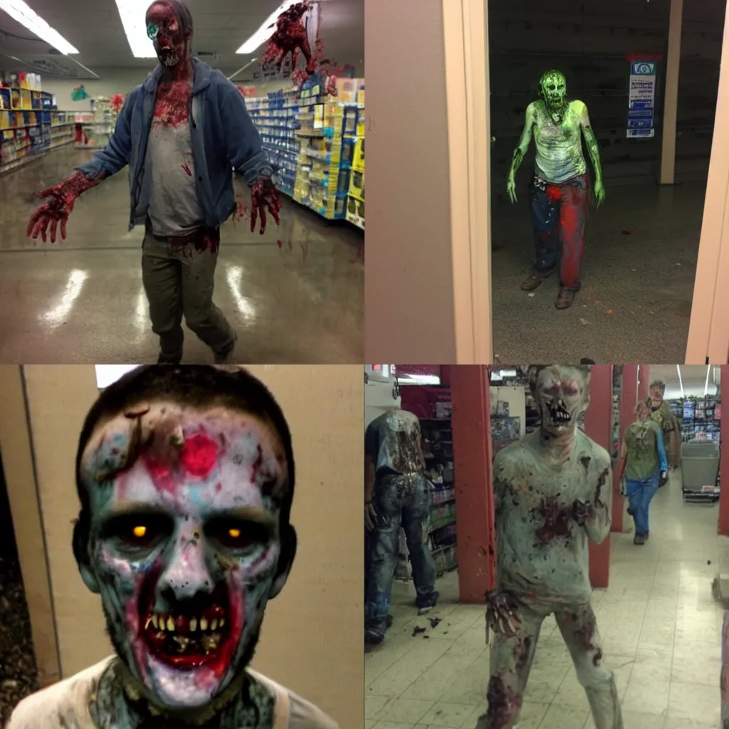 Prompt: Just one of the many Zombies that live in the backrooms of Walmart