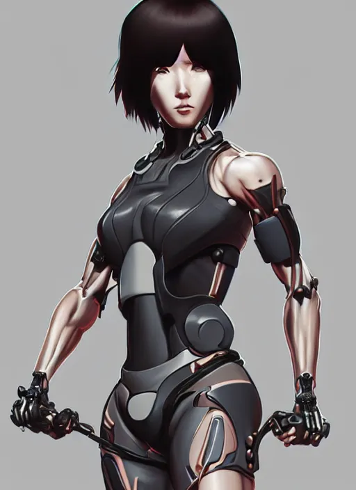 Prompt: color digital pen lineart sketch of athletic partially - biomechanical motoko kusanagi, by gnomon, by ilya kuvshinov, trending on pixiv fanbox, by weta digital, octane render