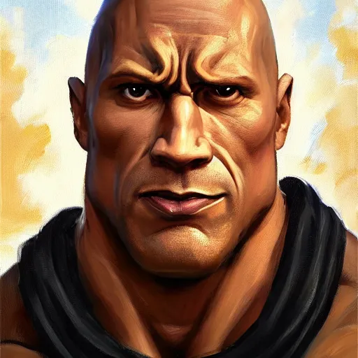 Image similar to greg manchess portrait painting of fierce foundation aka dwayne the rock johnson from fortnite as overwatch character, medium shot, asymmetrical, profile picture, organic painting, sunny day, matte painting, bold shapes, hard edges, street art, trending on artstation, by huang guangjian, gil elvgren, ruan jia, greg rutkowski, gaston bussiere