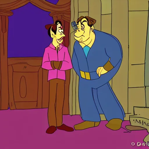 Prompt: disney's quasimodo standing on a set in paris talking to a director. 1 9 9 5 tv capture. disney cartoon style.