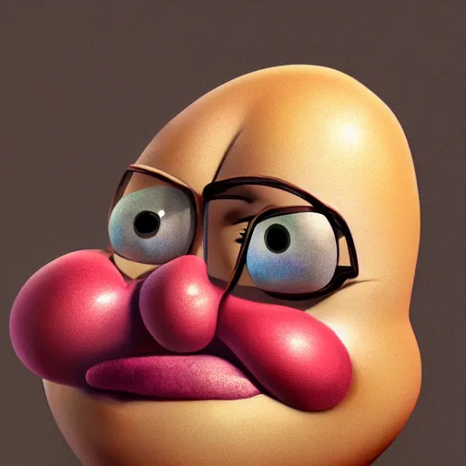 Image similar to teteaclaquestv mr potato head caricature, artgem, digital painting, color painting, hyperrealistic, concept art, oil painting, masterpiece, concept art, trending on deviantart, realistic and detailed face, highly detailed, high quality, 8 k, soft lighting, fancy colors, fantasy, cinematic, high coherence