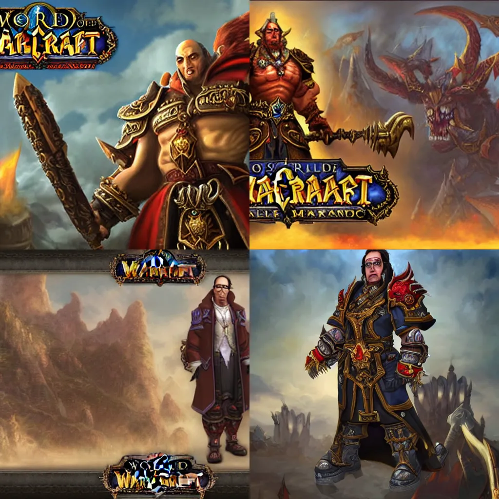 Prompt: portrait of Francois Hollande in style World of Warcraft, Orgrimmar background