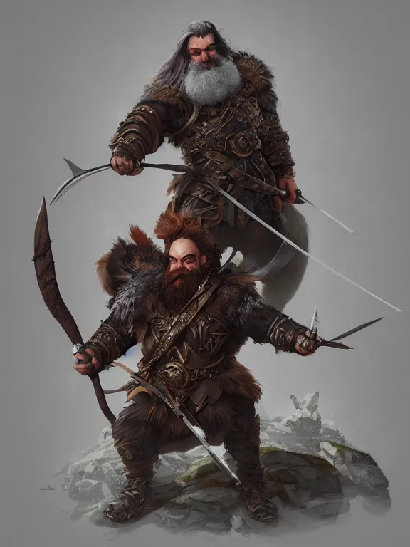 Image similar to High Fantasy Dwarf Archer with his Raven, RPG Portrait Reference, Oil Painting, Trending on Artstation, octane render, Insanely Detailed, 8k, HD