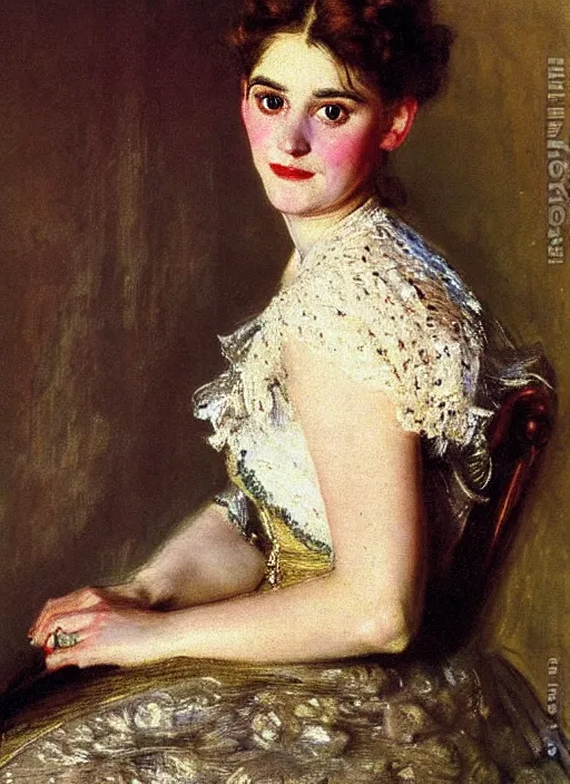 Image similar to a portrait of a pretty young lady by adolph menzel