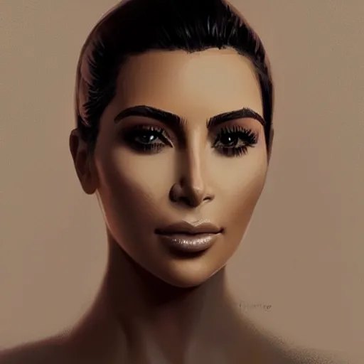 Image similar to “ portrait of kim kardashian by greg rutkowski, young, attractive, highly detailed portrait, scifi, digital painting, artstation, concept art, smooth, sharp foccus ilustration, artstation hq ”