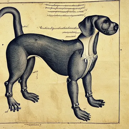 Prompt: anatomical diagram of a puppet dog, by maria sibylla merian