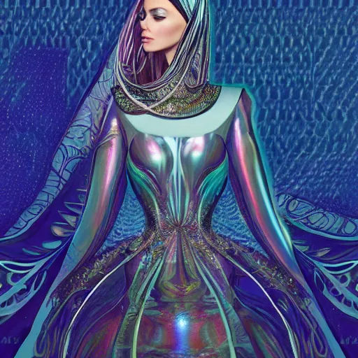 a beautiful arabian woman wearing a futuristic dress, Stable Diffusion