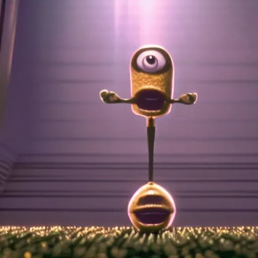 Image similar to a cinematic film still from a 2001 Pixar horror movie about an evil Billionaire that creates a virus to control the population, in the style of Pixar, shallow depth of focus
