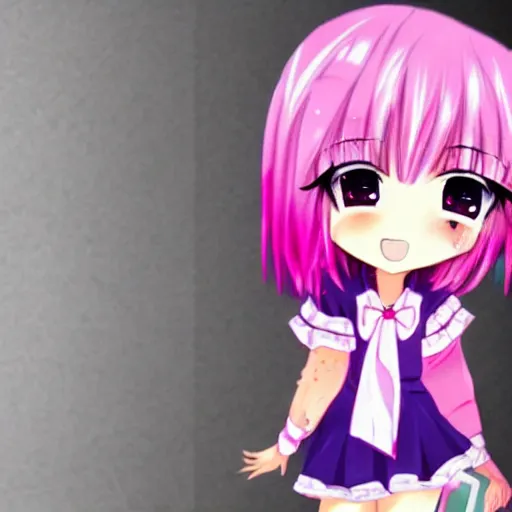 Image similar to a chibi anime girl with pink hair cute