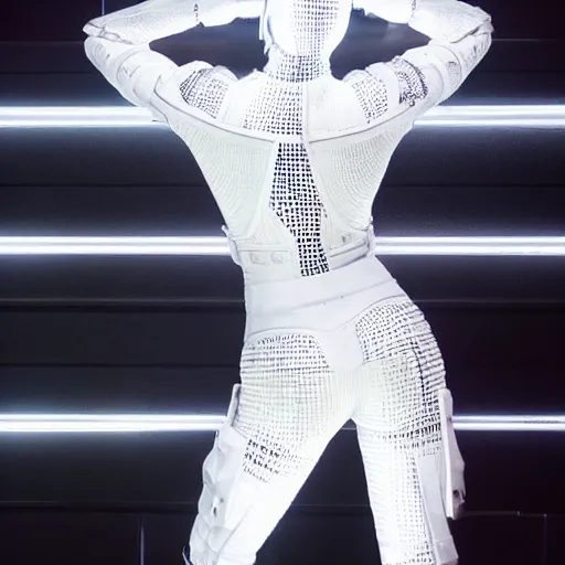 Prompt: love, diverse white cybersuits, from behind, connection rituals, wide wide angle, vivid, elaborate, highly detailed, beautiful lighting