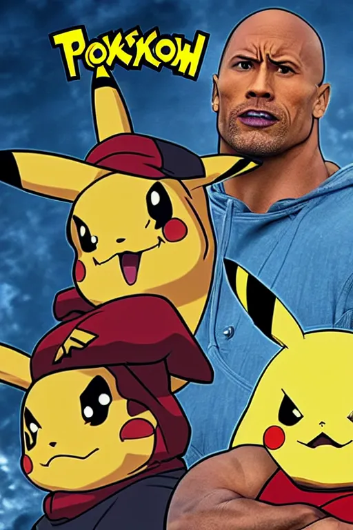 Image similar to Breathtaking comic book style of Pikachu and Dwayne Johnson fusion, high quality, 8k, very detailed