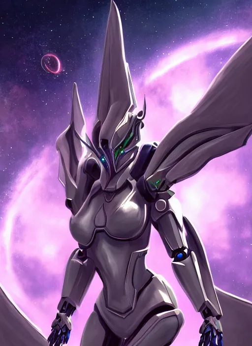 Image similar to cinematic goddess shot, cosmic sized perfectly proportioned stunning beautiful hot anthropomorphic robot mecha female dragon, in space, nebula sized, larger than galaxies, holding galaxy, sharp paws, sleek silver armor, epic proportions, epic size, epic scale, digital art, furry art, macro art, dragon art, giantess art, warframe fanart, furaffinity, deviantart