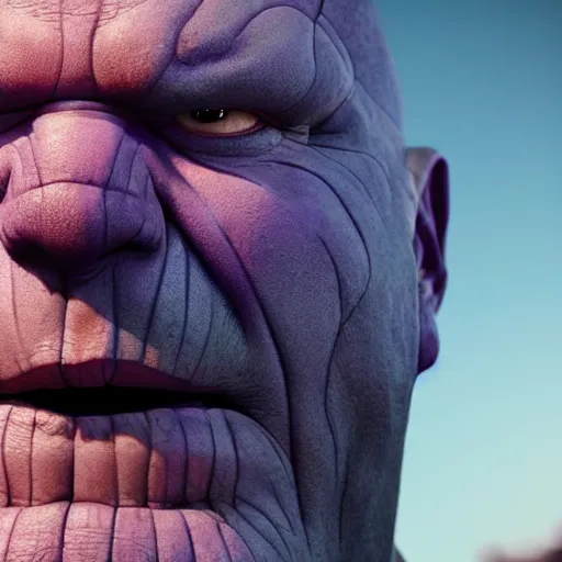 Image similar to Thanos merged with homer simpson, ultra realistic, concept art, intricate details, dark, highly detailed, photorealistic, octane render, 8k, unreal engine