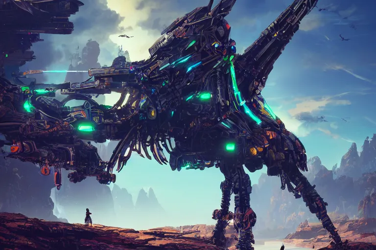 Image similar to glinthawk machine mecanical creature robot of horizon forbidden west horizon zero dawn bioluminiscence global illumination ray tracing hdr fanart arstation by ian pesty and alena aenami artworks in 4 k