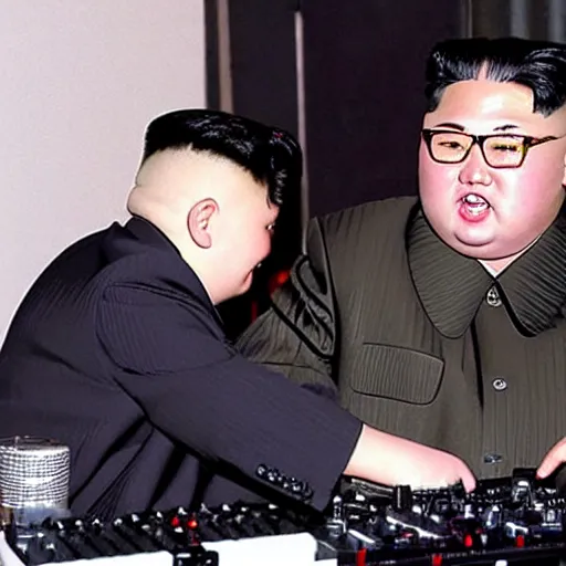 Image similar to kim jong un djing at berghain, berlin techno cdj 2 0 0 0