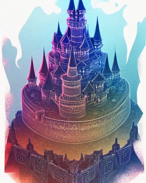 Image similar to richly detailed color illustration of a network-castle-empire illustrated by Artgerm and Mina Petrovic and Timothy Kong and Marina Federovna. 3D shadowing