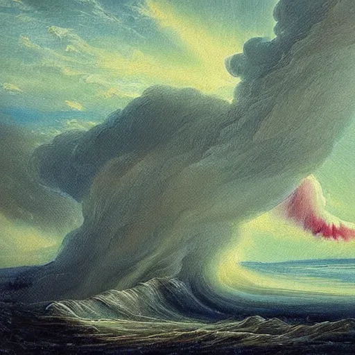 Prompt: beautiful tornado in a landscape painting