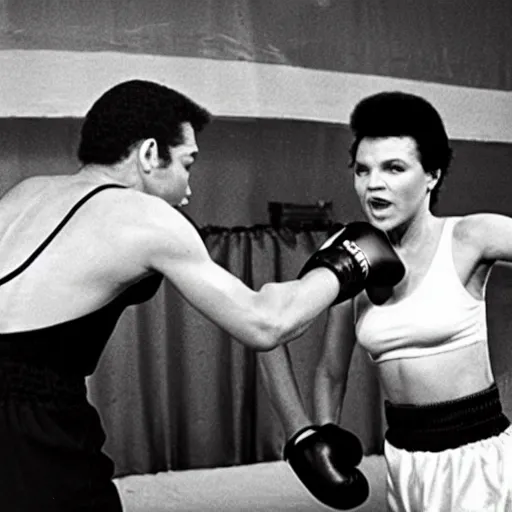 Image similar to betty white boxing against muhammad ali