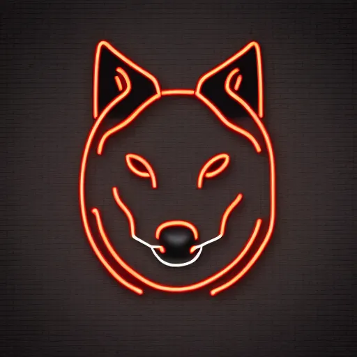 Prompt: minimalistic vector icon of a neon red werewolf on a black background, rich colors