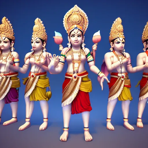 Image similar to 3d render of Idols Indian Gods, Unreal engine, white background, 8k