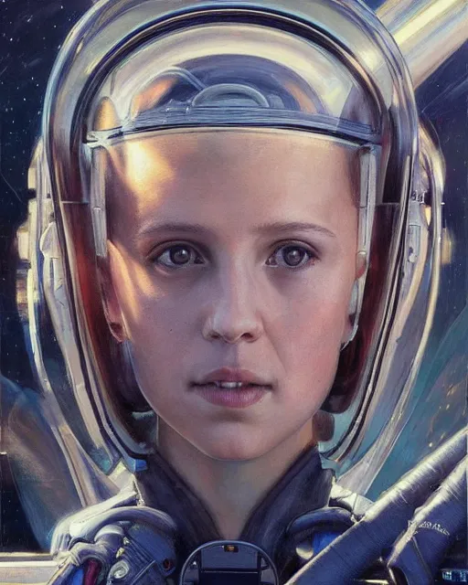 a painting of alicia vikander or millie bobby brown in, Stable Diffusion